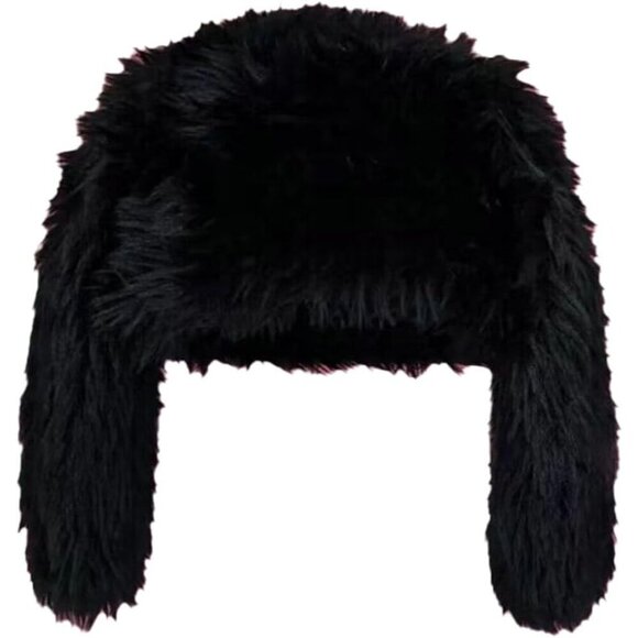 Women Men Plush Bunny Beanie Hat Winter Cap Cute Rabbit Ears Fluffy